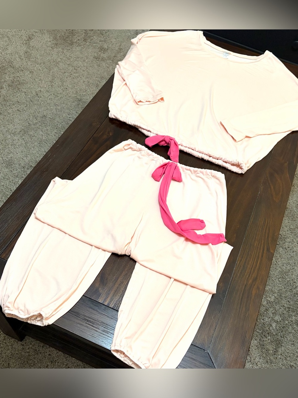 Eberjey Gisele Slouchy Pajama Set Peach Bellini / Bright Pink - Picture 11 of 11